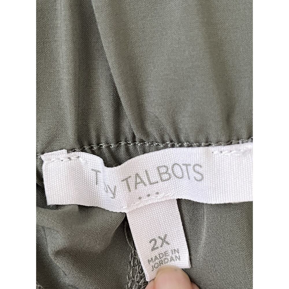 T By Talbots Pants Size 2X Wide Crop Leg Stretch High Rise Green Casual Coastal - Picture 7 of 13